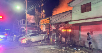 Arde taller de hojalatería en Pedro Escobedo